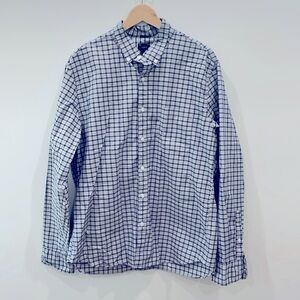 J Crew Men’s XL Button Down Shirt, Navy & Greyish-Blue Check pattern